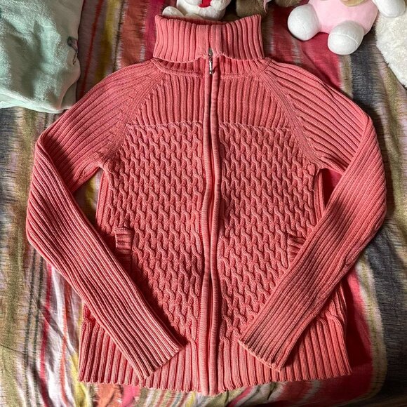 Pink Cable-Knit Zip-Up Sweater - Picture 5 of 8